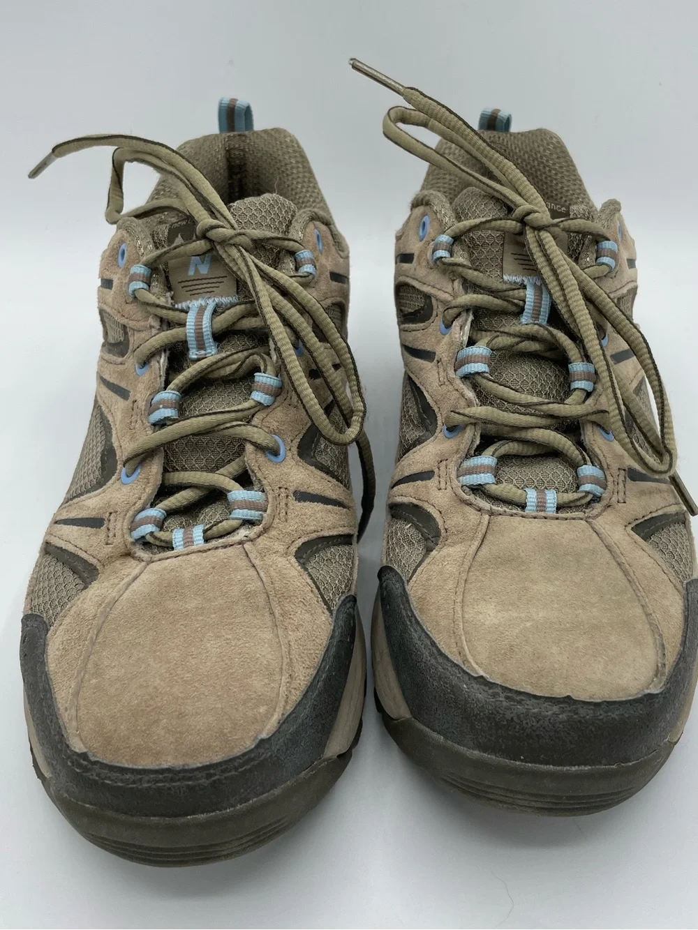 New Balance 759 Country Trail Walking Taupe Suede Athletic Sneakers Blue Trim